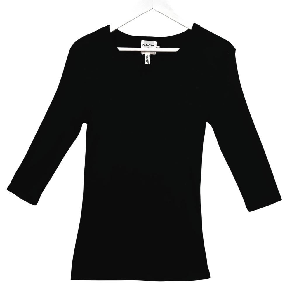 Michael Stars Anthropologie Black Top Women M/L 3/4 Sleeve NWT MSRP $68 USA